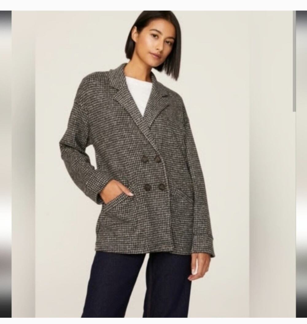 Madewell Brushed Knit Redford Oversized Houndstooth Academia Blazer, Size Small